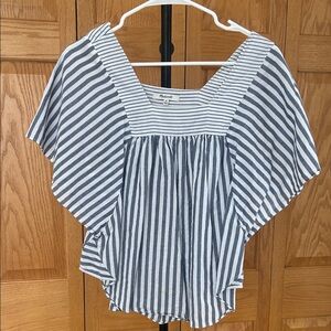 Madewell Navy and White Striped Blouse